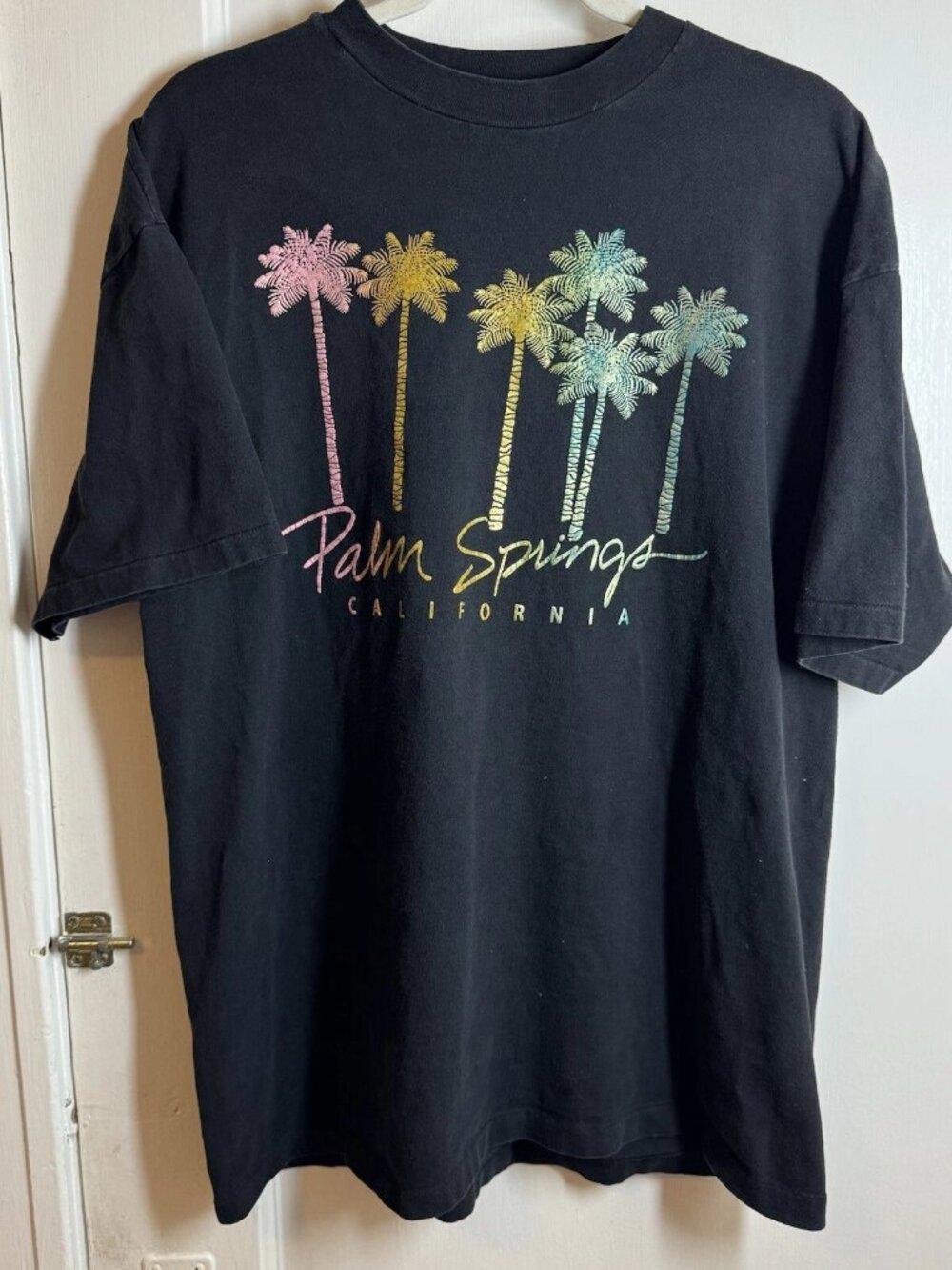 Hanes Beefy T Palm Springs Metallic Palm Tree Graphic Tee XL